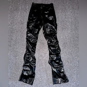 Black Leather Look Pants Jeans Slim fit